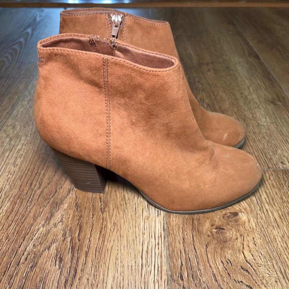 Old Navy Womens Roasted Chestnut Brown Block‎ Heel Ankle Booties Size 9 READ